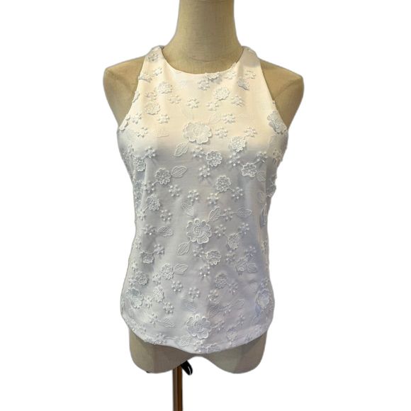 Ann Taylor Petite Flower White Sleeveless Tank Shell XSP NEW NWT - Picture 2 of 10